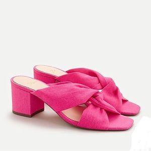 NWOT JCrew Odette Block Heel Twisted Knot Sandal Flamingo Pink Sz 8